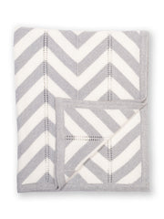 Chevron Strickdecke Graumeliert