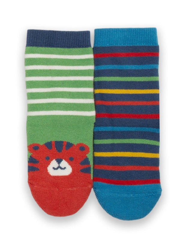 Tiger Face Grippy Socken Farn Grün