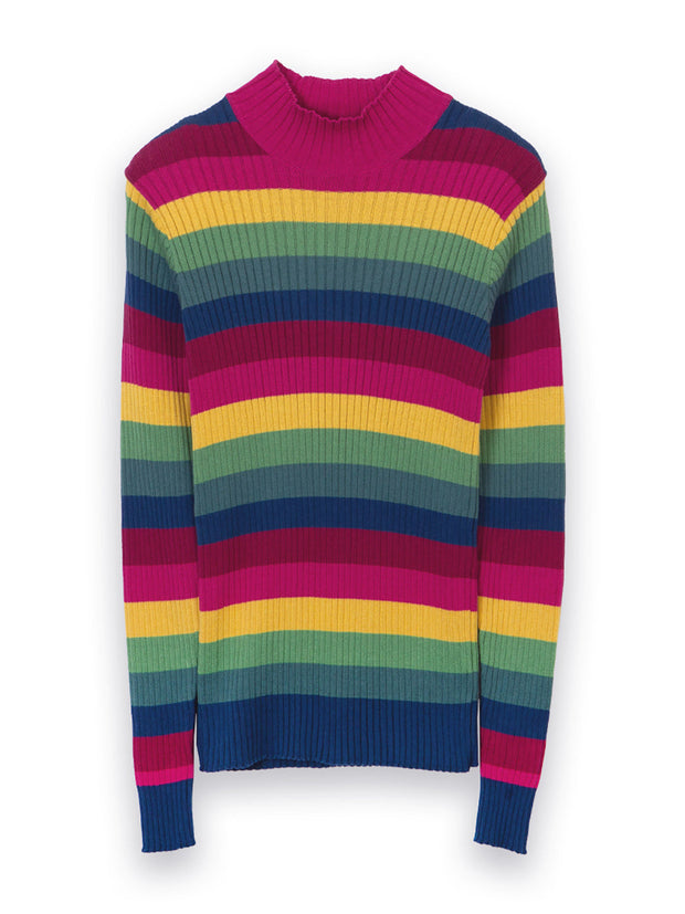 Trigon Rollkragen Strickpullover Rainbow