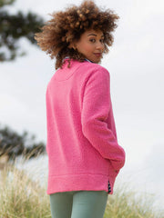 Purbeck Teddy Fleecepullover mit kurzem Reißverschluss Blush