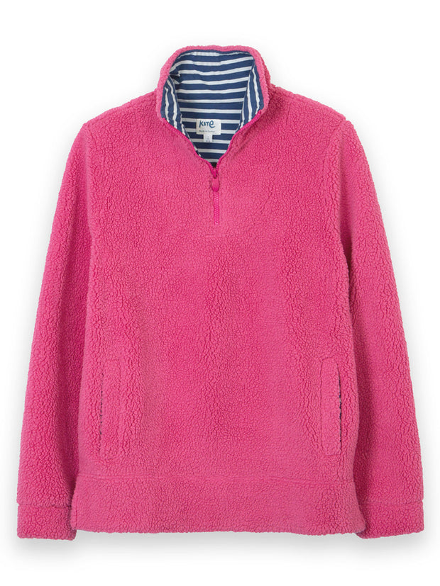 Purbeck Teddy Fleecepullover mit kurzem Reißverschluss Blush