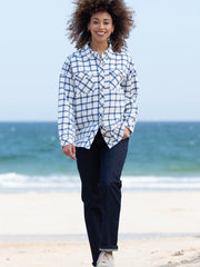 Leigh Oversized Flannel Karohemd Ecru