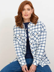 Leigh Oversized Flannel Karohemd Ecru