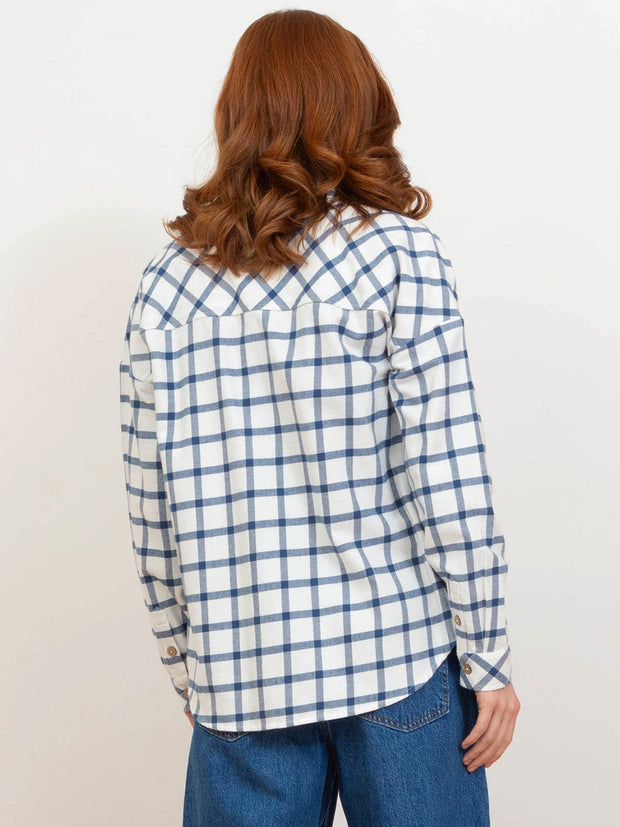 Leigh Oversized Flannel Karohemd Ecru