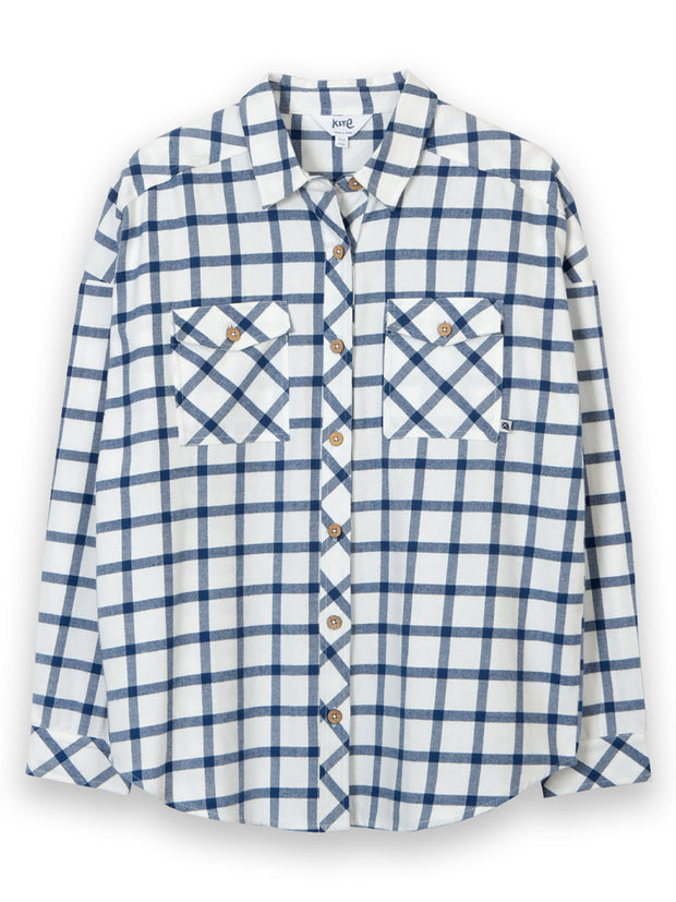 Leigh Oversized Flannel Karohemd Ecru