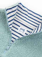 Purbeck Teddy Fleecepullover mit kurzem Reißverschluss Sanftes Thymiangrün