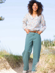 Crendell Twill Bluse Rüschenkragen