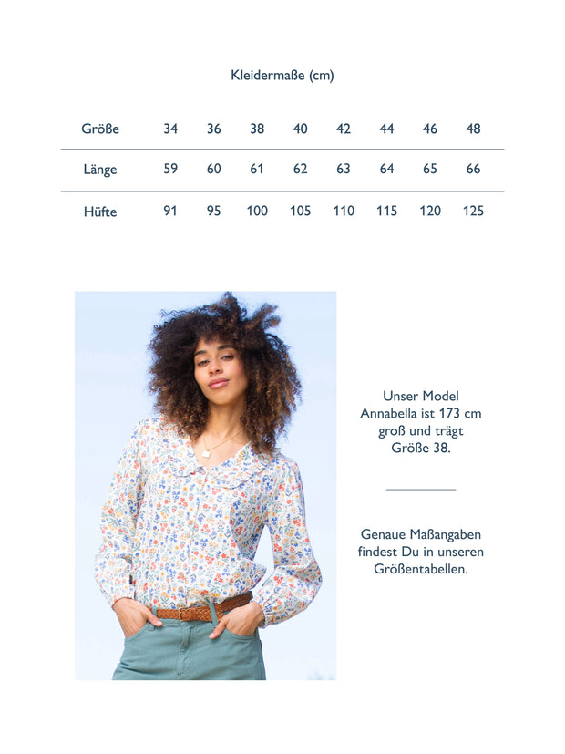 Crendell Twill Bluse Rüschenkragen