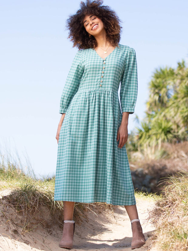 Worgret kariertes Flanellkleid 3/4 Ärmel
