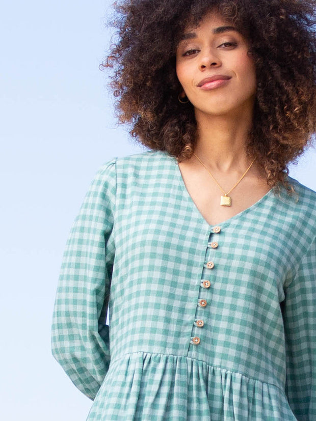 Worgret kariertes Flanellkleid 3/4 Ärmel