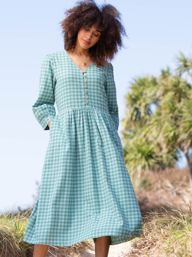 Worgret kariertes Flanellkleid 3/4 Ärmel