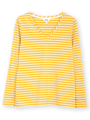 Tarrant V-Kragen Jersey Shirt Ocker Streifen