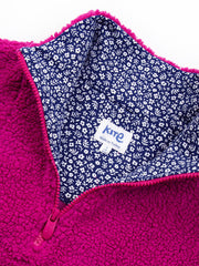 Purbeck Teddy Fleecepullover mit kurzem Reißverschluss Fuchsia