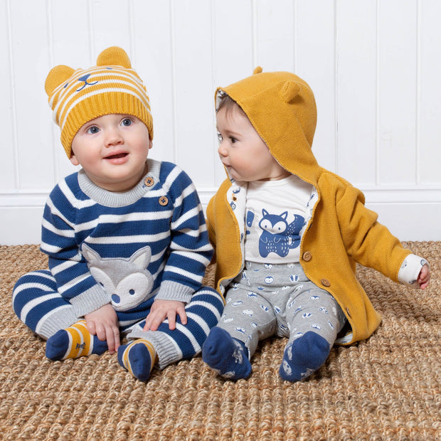 Baby in forest friends knit jacket