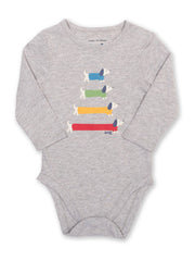 Kite - Baby bio-baumwolle Silly Sausage Body Grau - Placement Print - Druckknöpfe