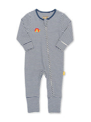 Kite - Baby bio-baumwolle Grow Together Schlafanzug Navy - Streifen (garngefärbte Qualität) - Mit Reißverschluss