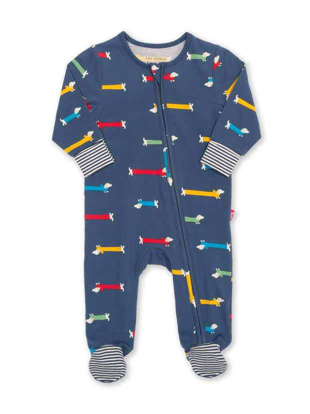 Kite - Baby bio-baumwolle Silly Sausage Schlafanzug Navy - Mit Reißverschluss