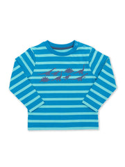 Kite - Baby bio-baumwolle Dino Stroll Shirt Blau - Placement Print - Langarm