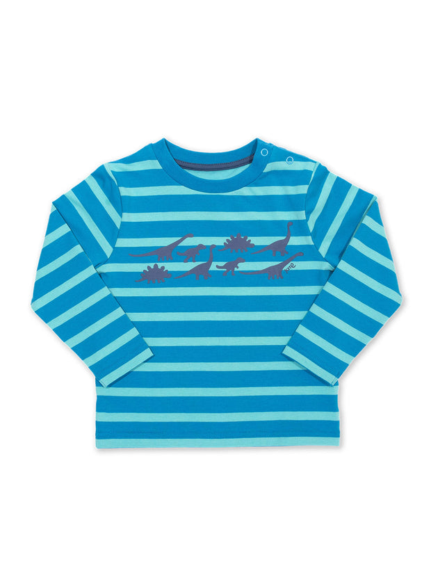 Kite - Baby bio-baumwolle Dino Stroll Shirt Blau - Placement Print - Langarm
