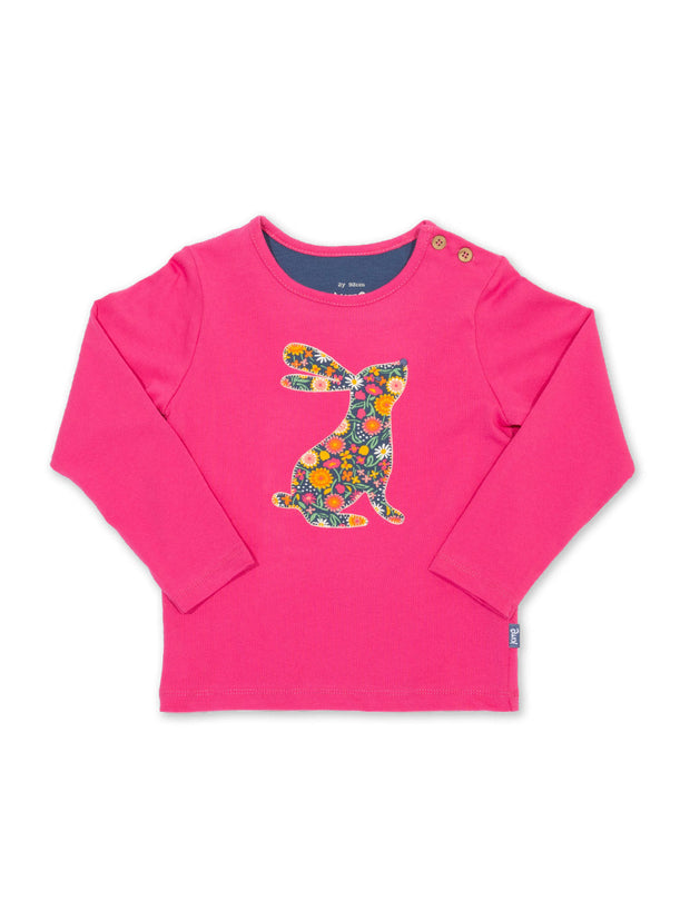 Kite - Baby bio-baumwolle Mountain Hare Shirt Pink - Applikation Design - Langarm