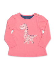 Kite - Baby bio-baumwolle Dino Ditsy Tunika Pink - Placement Print - Langarm