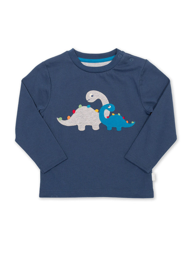 Kite - Baby bio-baumwolle Dino Pals Shirt Navy - Applikation Design - Langarm