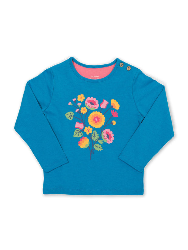 Kite - Baby bio-baumwolle Folk Floral Shirt Blau - Placement Print - Langarm