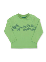 Kite - Baby bio-baumwolle Tractor Treads Shirt Grün - Placement Print - Langarm