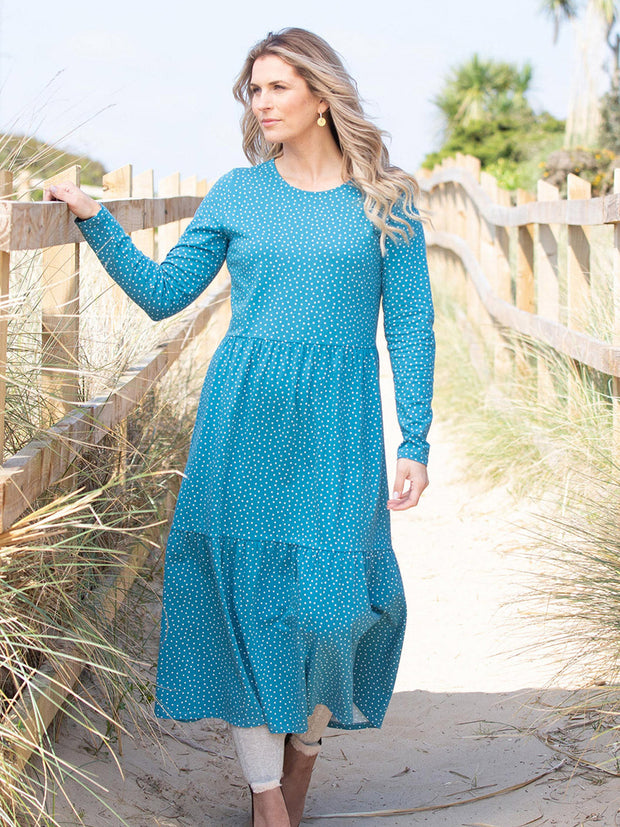 Kite - Damen bio-baumwolle Flaghead Jersey Kleid mit Volants blau