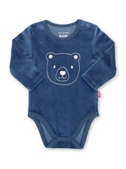 Kite - Baby bio-baumwolle Mr Bear Velvety Body Navy - Mit Stickerei - Druckknöpfe
