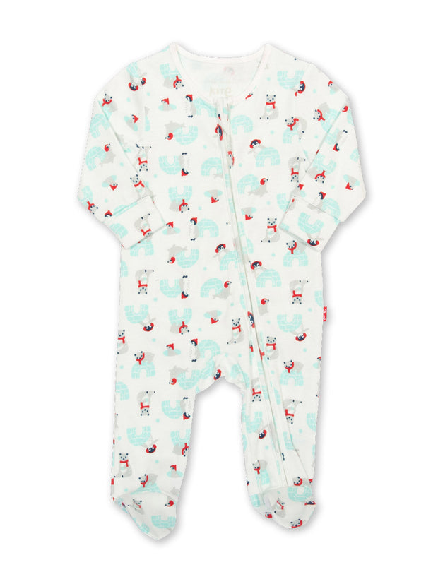 Kite - Baby bio-baumwolle Snowy Homes Schlafanzug Creme - Mit Reißverschluss