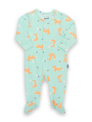 Kite - Baby bio-baumwolle Fox and Dove Schlafanzug Blau - Y-förmige durchgehende Druckknopfleiste 