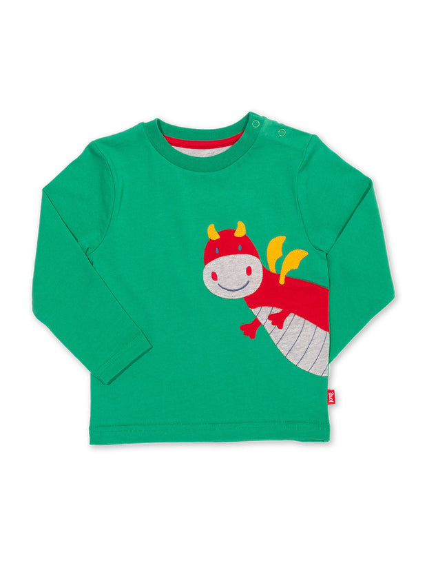 Kite - Baby bio-baumwolle Happy Dragon Shirt Grün - Applikation Design - Langarm