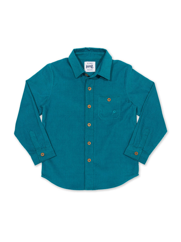 Kite - Baby bio-baumwolle Cord Shirt Blau - Langarm