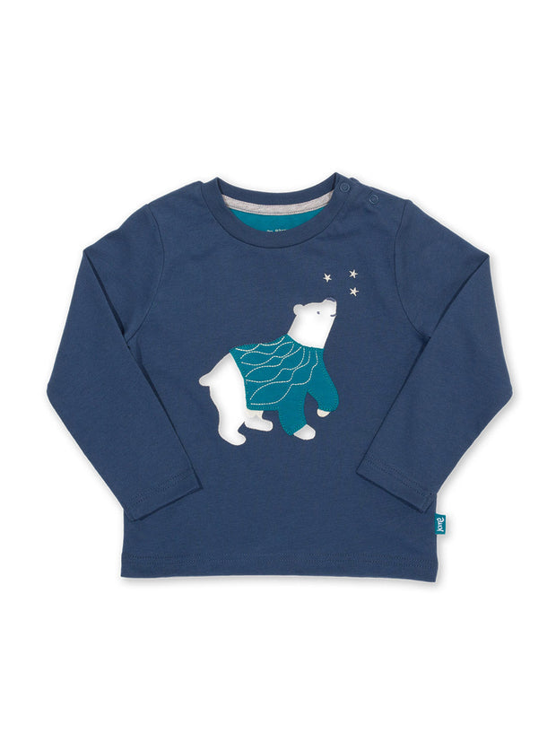 Kite - Baby bio-baumwolle My Bear Shirt Navy - Applikation Design - Langarm