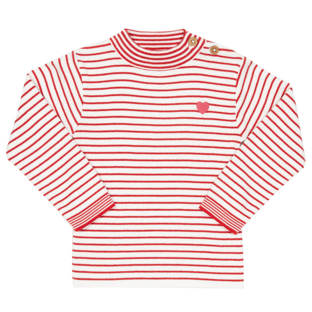 Girl in stripy heart pullover